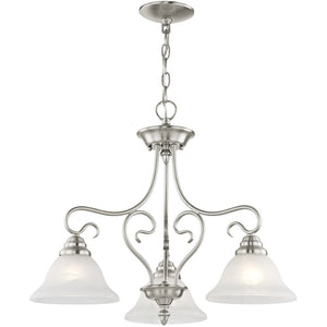 HomeRoots Three Light Dimmable Chandelier - Modern Steel Shades for Customizable Ambiance in Any Room 687787