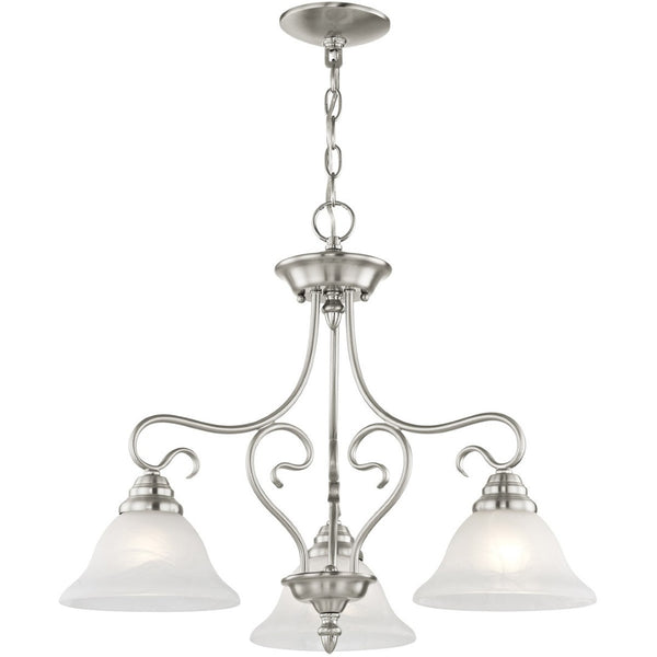HomeRoots Three Light Dimmable Chandelier - Modern Steel Shades for Customizable Ambiance in Any Room 687787