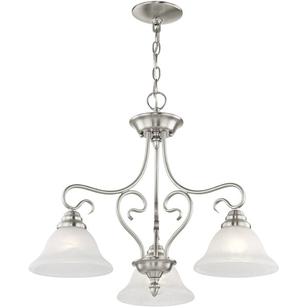 HomeRoots Three Light Dimmable Chandelier - Modern Steel Shades for Customizable Ambiance in Any Room 687787