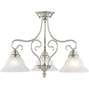 HomeRoots Three Light Dimmable Chandelier - Modern Steel Shades for Customizable Ambiance in Any Room 687787
