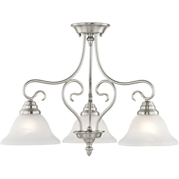 HomeRoots Three Light Dimmable Chandelier - Modern Steel Shades for Customizable Ambiance in Any Room 687787