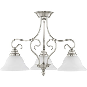 HomeRoots Three Light Dimmable Chandelier - Modern Steel Shades for Customizable Ambiance in Any Room 687787