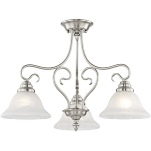HomeRoots Three Light Dimmable Chandelier - Modern Steel Shades for Customizable Ambiance in Any Room 687787