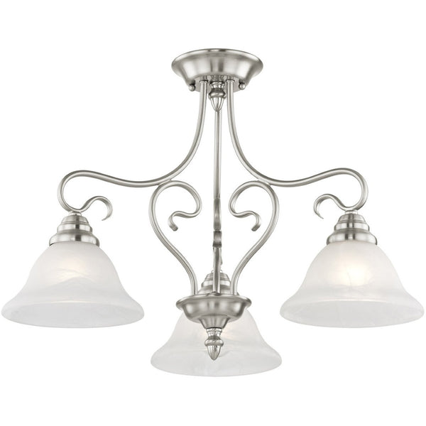 HomeRoots Three Light Dimmable Chandelier - Modern Steel Shades for Customizable Ambiance in Any Room 687787