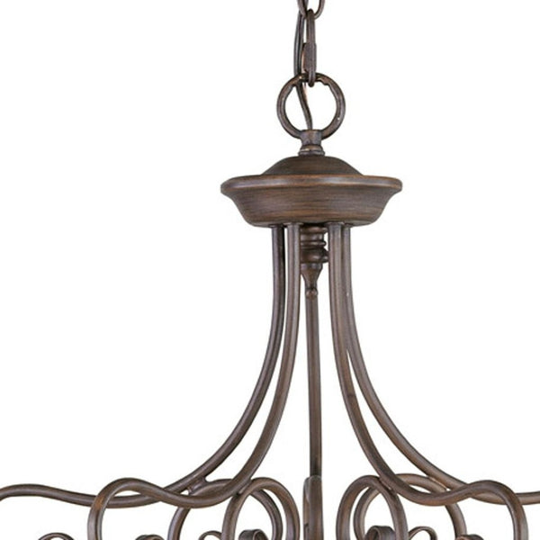 HomeRoots Bronze Five-Light Metal Chandelier - Dimmable Elegance with Cylinder Shades for Modern Spaces 687788