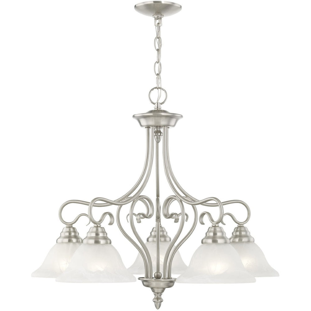 HomeRoots Five Light Dimmable Chandelier - Modern Cylindrical Shades for Stylish Ambient Illumination 687789