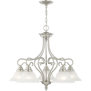 HomeRoots Five Light Dimmable Chandelier - Modern Cylindrical Shades for Stylish Ambient Illumination 687789