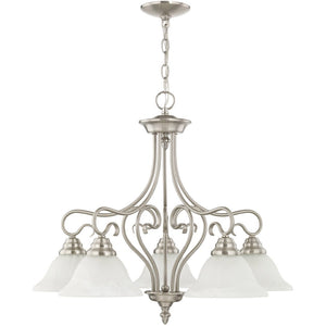 HomeRoots Five Light Dimmable Chandelier - Modern Cylindrical Shades for Stylish Ambient Illumination 687789