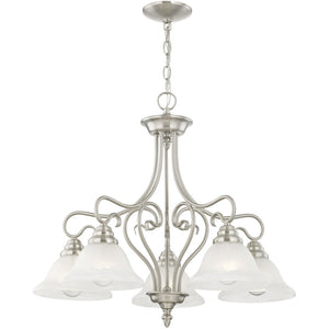 HomeRoots Five Light Dimmable Chandelier - Modern Cylindrical Shades for Stylish Ambient Illumination 687789