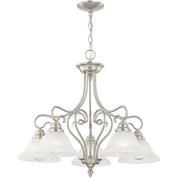 HomeRoots Five Light Dimmable Chandelier - Modern Cylindrical Shades for Stylish Ambient Illumination 687789