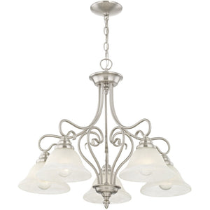 HomeRoots Five Light Dimmable Chandelier - Modern Cylindrical Shades for Stylish Ambient Illumination 687789