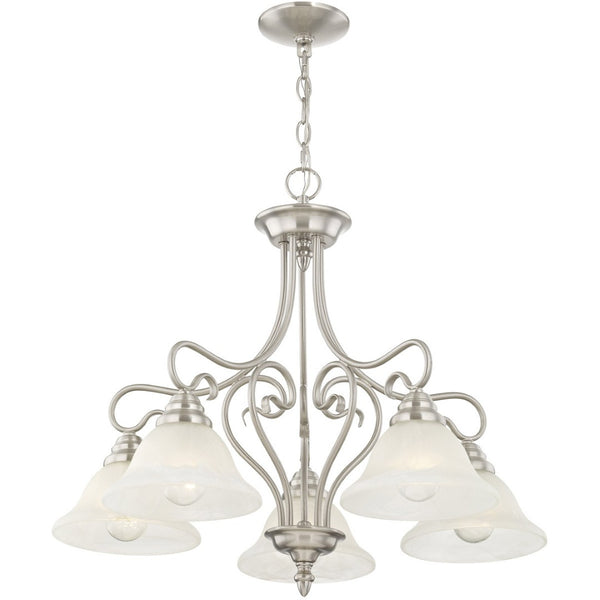 HomeRoots Five Light Dimmable Chandelier - Modern Cylindrical Shades for Stylish Ambient Illumination 687789