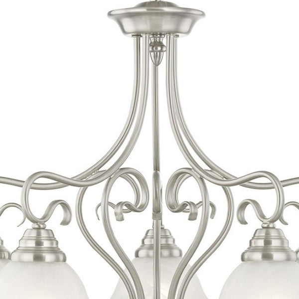HomeRoots Five Light Dimmable Chandelier - Modern Cylindrical Shades for Stylish Ambient Illumination 687789