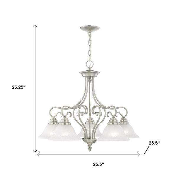 HomeRoots Five Light Dimmable Chandelier - Modern Cylindrical Shades for Stylish Ambient Illumination 687789