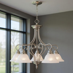 HomeRoots Five Light Dimmable Chandelier - Modern Cylindrical Shades for Stylish Ambient Illumination 687789