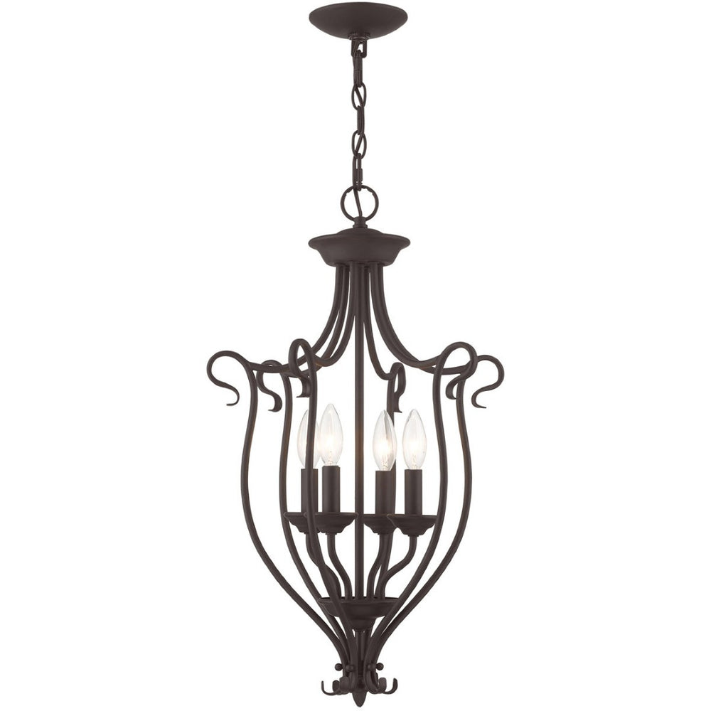 HomeRoots Bronze Four-Light Dimmable Chandelier - Modern Steel Design with Timeless Charm for Any Space 687790
