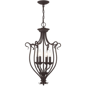 HomeRoots Bronze Four-Light Dimmable Chandelier - Modern Steel Design with Timeless Charm for Any Space 687790