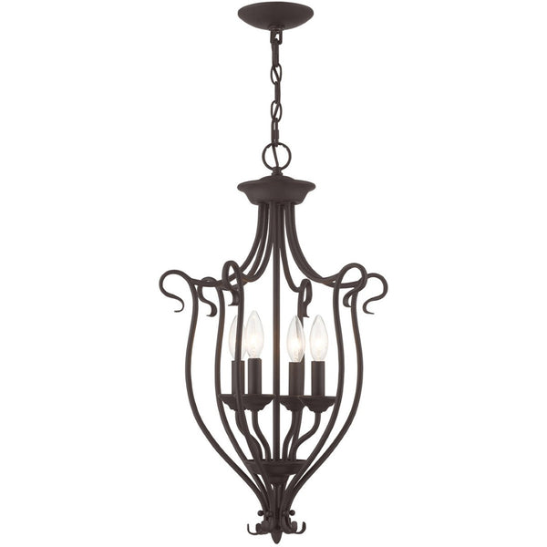 HomeRoots Bronze Four-Light Dimmable Chandelier - Modern Steel Design with Timeless Charm for Any Space 687790