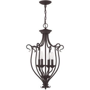 HomeRoots Bronze Four-Light Dimmable Chandelier - Modern Steel Design with Timeless Charm for Any Space 687790