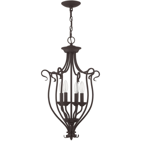 HomeRoots Bronze Four-Light Dimmable Chandelier - Modern Steel Design with Timeless Charm for Any Space 687790