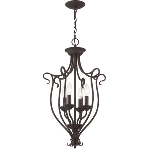 HomeRoots Bronze Four-Light Dimmable Chandelier - Modern Steel Design with Timeless Charm for Any Space 687790