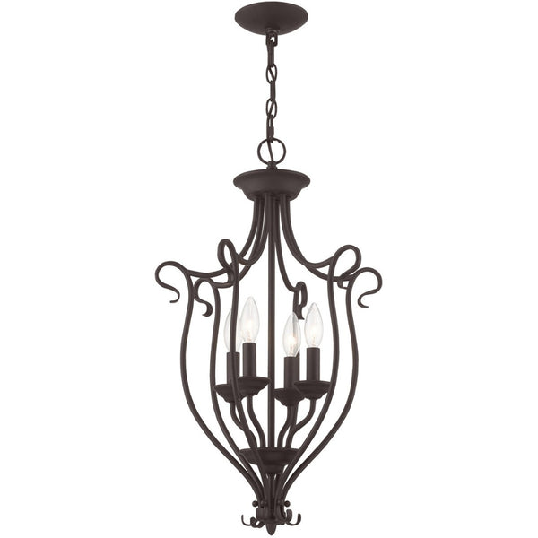 HomeRoots Bronze Four-Light Dimmable Chandelier - Modern Steel Design with Timeless Charm for Any Space 687790
