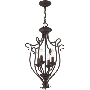 HomeRoots Bronze Four-Light Dimmable Chandelier - Modern Steel Design with Timeless Charm for Any Space 687790