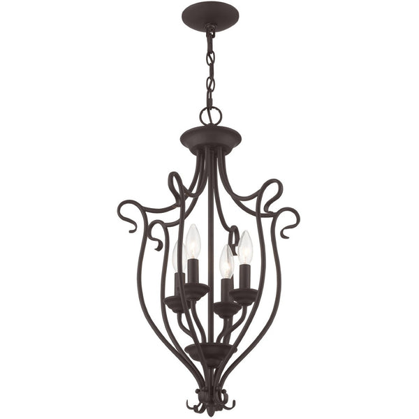 HomeRoots Bronze Four-Light Dimmable Chandelier - Modern Steel Design with Timeless Charm for Any Space 687790