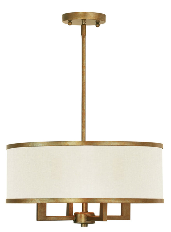 HomeRoots Gold Four-Light Dimmable Chandelier with Cylinder Shades for Modern Elegant Living Room Décor 687792