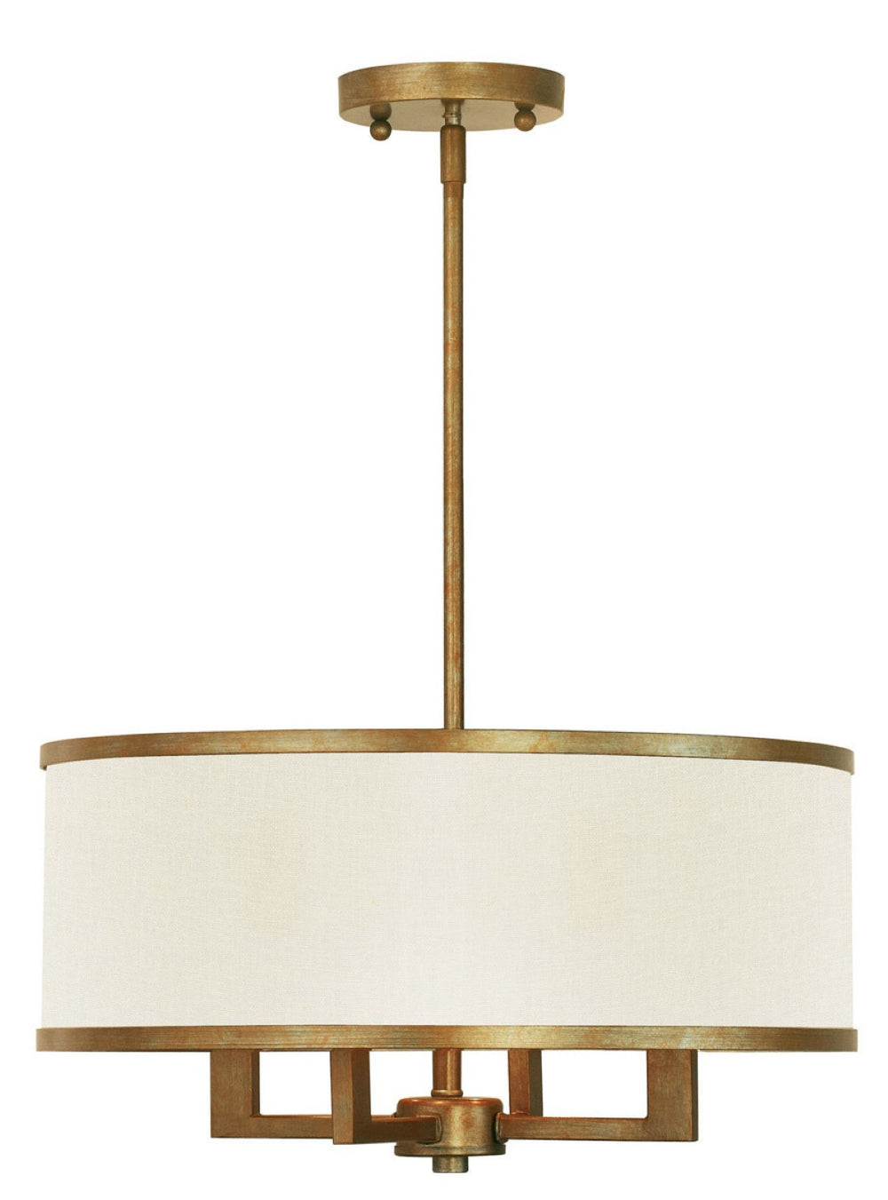 HomeRoots Gold Four-Light Dimmable Chandelier with Cylinder Shades for Modern Elegant Living Room Décor 687792