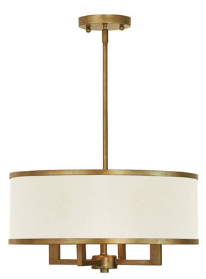 HomeRoots Gold Four-Light Dimmable Chandelier with Cylinder Shades for Modern Elegant Living Room Décor 687792