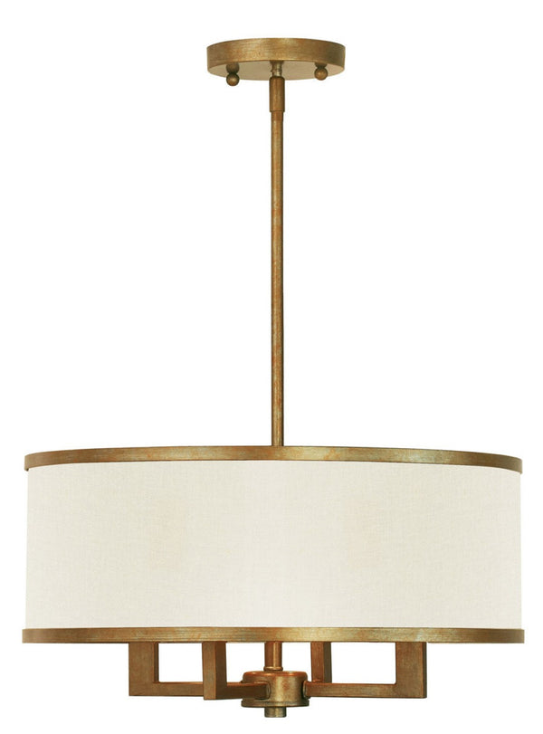 HomeRoots Gold Four-Light Dimmable Chandelier with Cylinder Shades for Modern Elegant Living Room Décor 687792