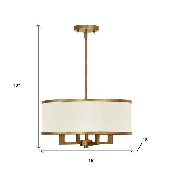 HomeRoots Gold Four-Light Dimmable Chandelier with Cylinder Shades for Modern Elegant Living Room Décor 687792