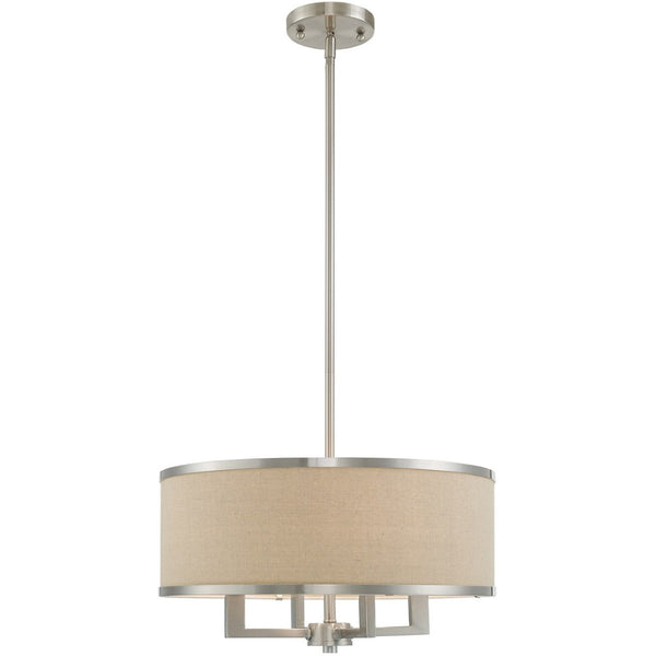 HomeRoots Nickel Contemporary Four-Light Dimmable Chandelier with Ash Gray Shades for Stylish Spaces 687793