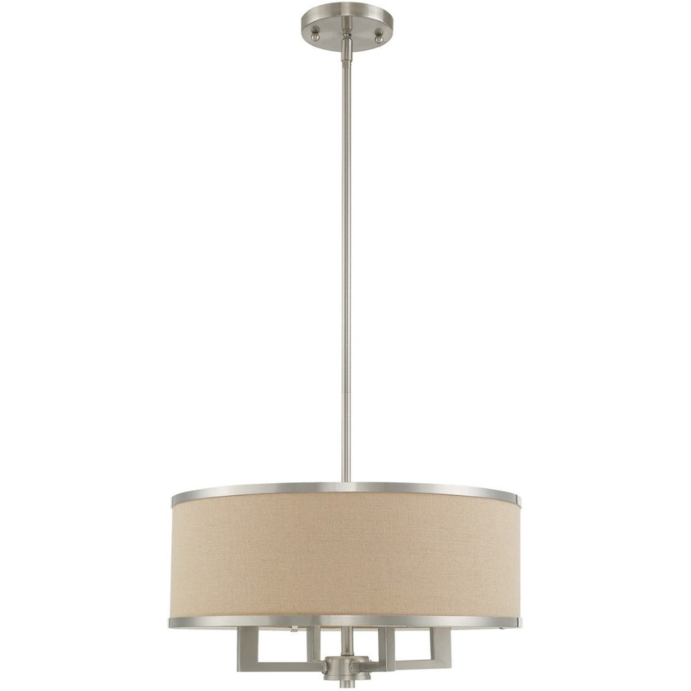 HomeRoots Nickel Contemporary Four-Light Dimmable Chandelier with Ash Gray Shades for Stylish Spaces 687793