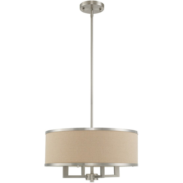 HomeRoots Nickel Contemporary Four-Light Dimmable Chandelier with Ash Gray Shades for Stylish Spaces 687793