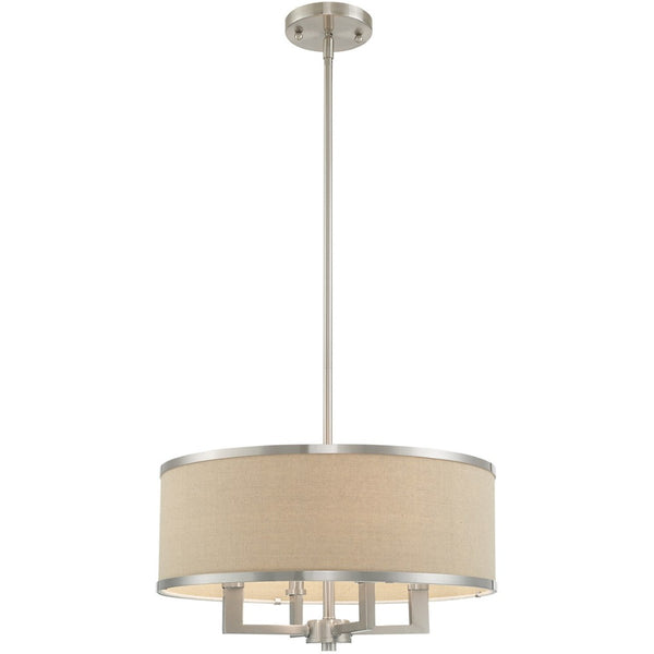 HomeRoots Nickel Contemporary Four-Light Dimmable Chandelier with Ash Gray Shades for Stylish Spaces 687793