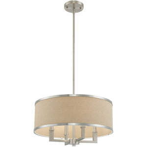 HomeRoots Nickel Contemporary Four-Light Dimmable Chandelier with Ash Gray Shades for Stylish Spaces 687793