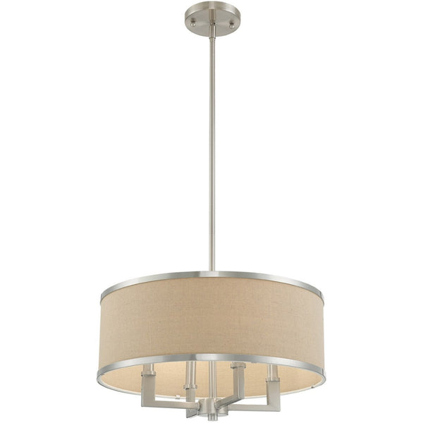 HomeRoots Nickel Contemporary Four-Light Dimmable Chandelier with Ash Gray Shades for Stylish Spaces 687793