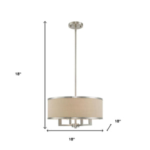 HomeRoots Nickel Contemporary Four-Light Dimmable Chandelier with Ash Gray Shades for Stylish Spaces 687793