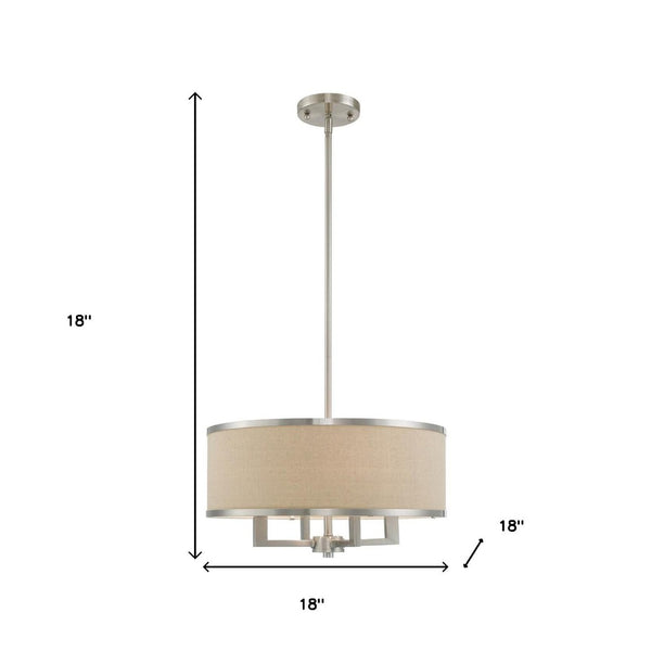 HomeRoots Nickel Contemporary Four-Light Dimmable Chandelier with Ash Gray Shades for Stylish Spaces 687793