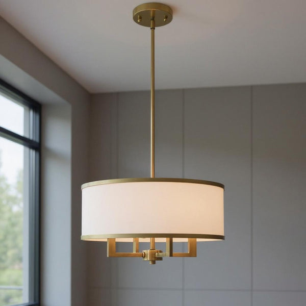 HomeRoots Four Light Dimmable Chandelier - Contemporary Cylinder Shades for Stylish Ambient Illumination 687794