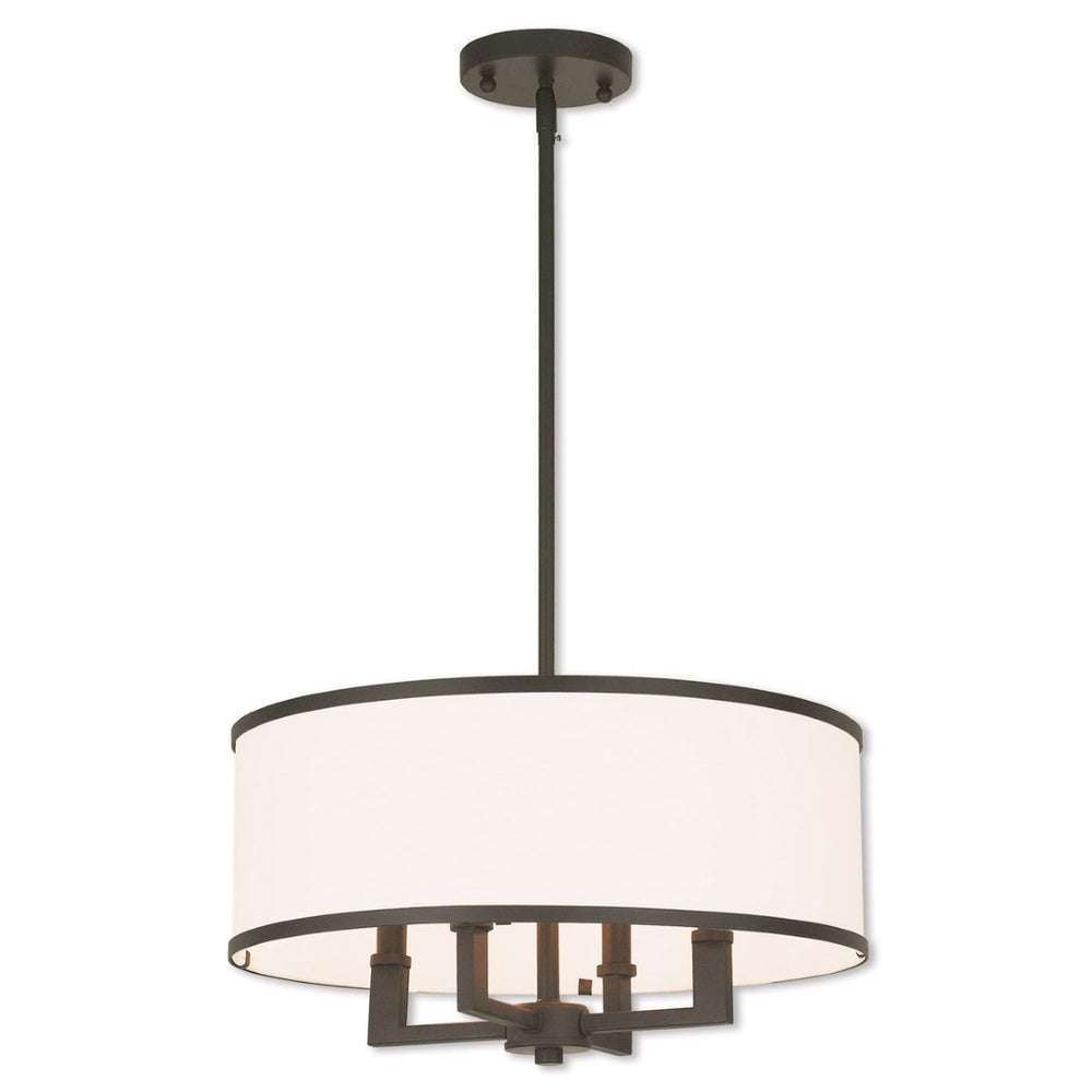 HomeRoots Bronze Four-Light Dimmable Chandelier - Elegant Design with Shades for Modern Interiors & Ambiance 687795