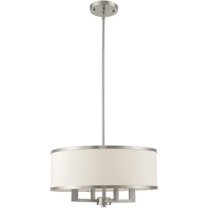HomeRoots Four Light Dimmable Chandelier - Modern Steel Fixture for Living Rooms, Dining Areas & Bedrooms 687796