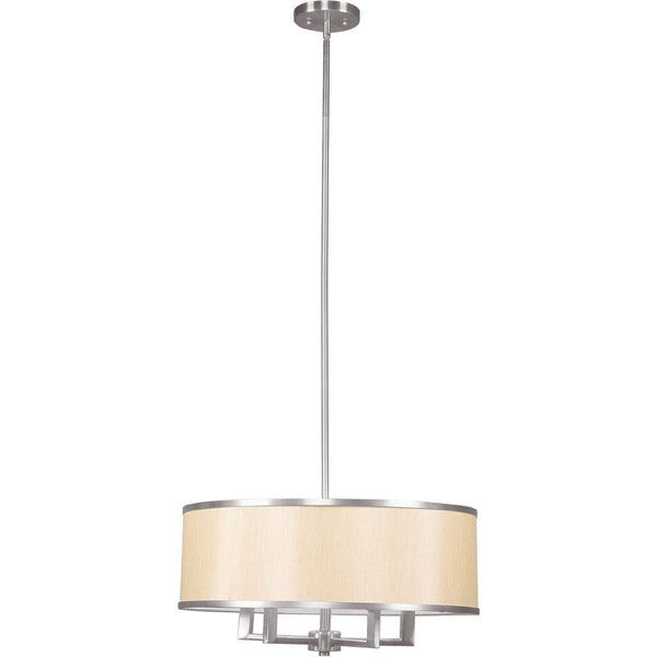 HomeRoots Four Light Dimmable Chandelier - Modern Cylinder Shades for Entryway, Dining Room & Bedroom Decor 687797