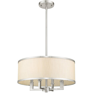 HomeRoots Four Light Dimmable Chandelier - Modern Cylinder Shades for Entryway, Dining Room & Bedroom Decor 687797