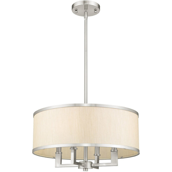 HomeRoots Four Light Dimmable Chandelier - Modern Cylinder Shades for Entryway, Dining Room & Bedroom Decor 687797