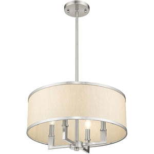 HomeRoots Four Light Dimmable Chandelier - Modern Cylinder Shades for Entryway, Dining Room & Bedroom Decor 687797