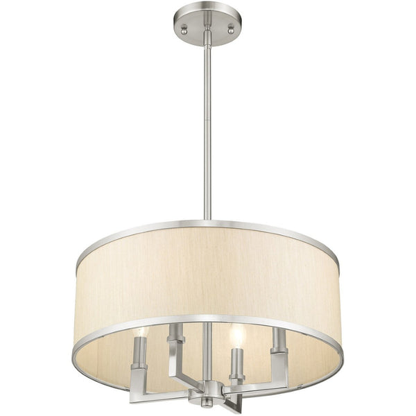 HomeRoots Four Light Dimmable Chandelier - Modern Cylinder Shades for Entryway, Dining Room & Bedroom Decor 687797
