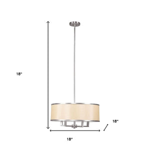 HomeRoots Four Light Dimmable Chandelier - Modern Cylinder Shades for Entryway, Dining Room & Bedroom Decor 687797